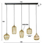 Hanglamp Stone met ribbelglas - Amberkleurig glas