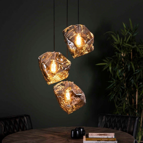 Hanglamp 3L rock chromed getrapt