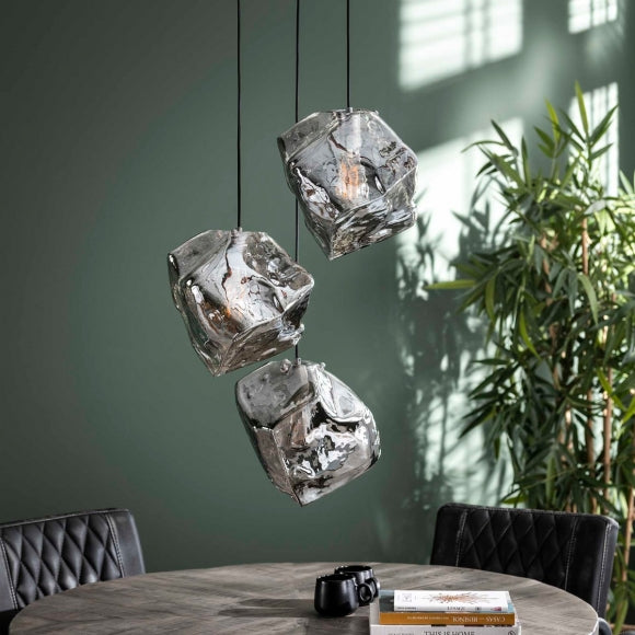 Hanglamp 3L rock chromed getrapt