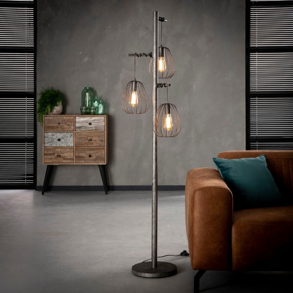 Vloerlamp oud zilver 3L lampoon