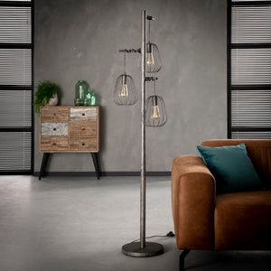 Vloerlamp oud zilver 3L lampoon