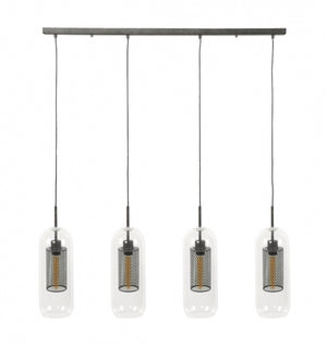 Hanglamp 4xØ15 glas/ geperforeerd staal