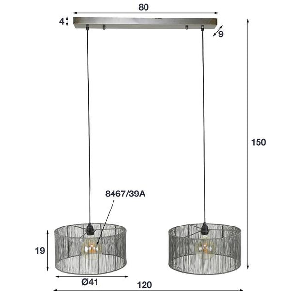 Hanglamp met 2 kappen - Stringshade metal (Magazijn sale)