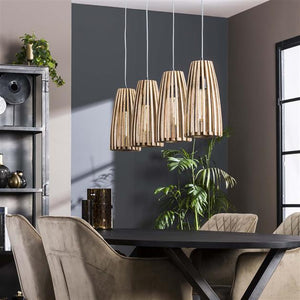 Hanglamp met 4 mango houten kappen - Launch