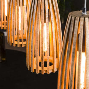 Hanglamp met 4 mango houten kappen - Launch