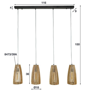 Hanglamp met 4 mango houten kappen - Launch