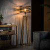 Vloerlamp twist houten kruisframe