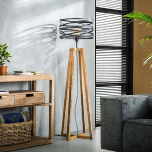 Vloerlamp twist houten kruisframe
