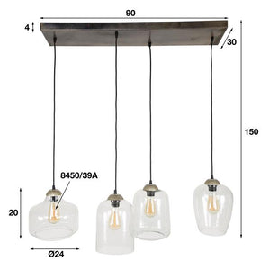 Hanglamp 4 lichts mix XL - clear