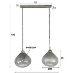 Hanglamp 2 lichts bell clearstone