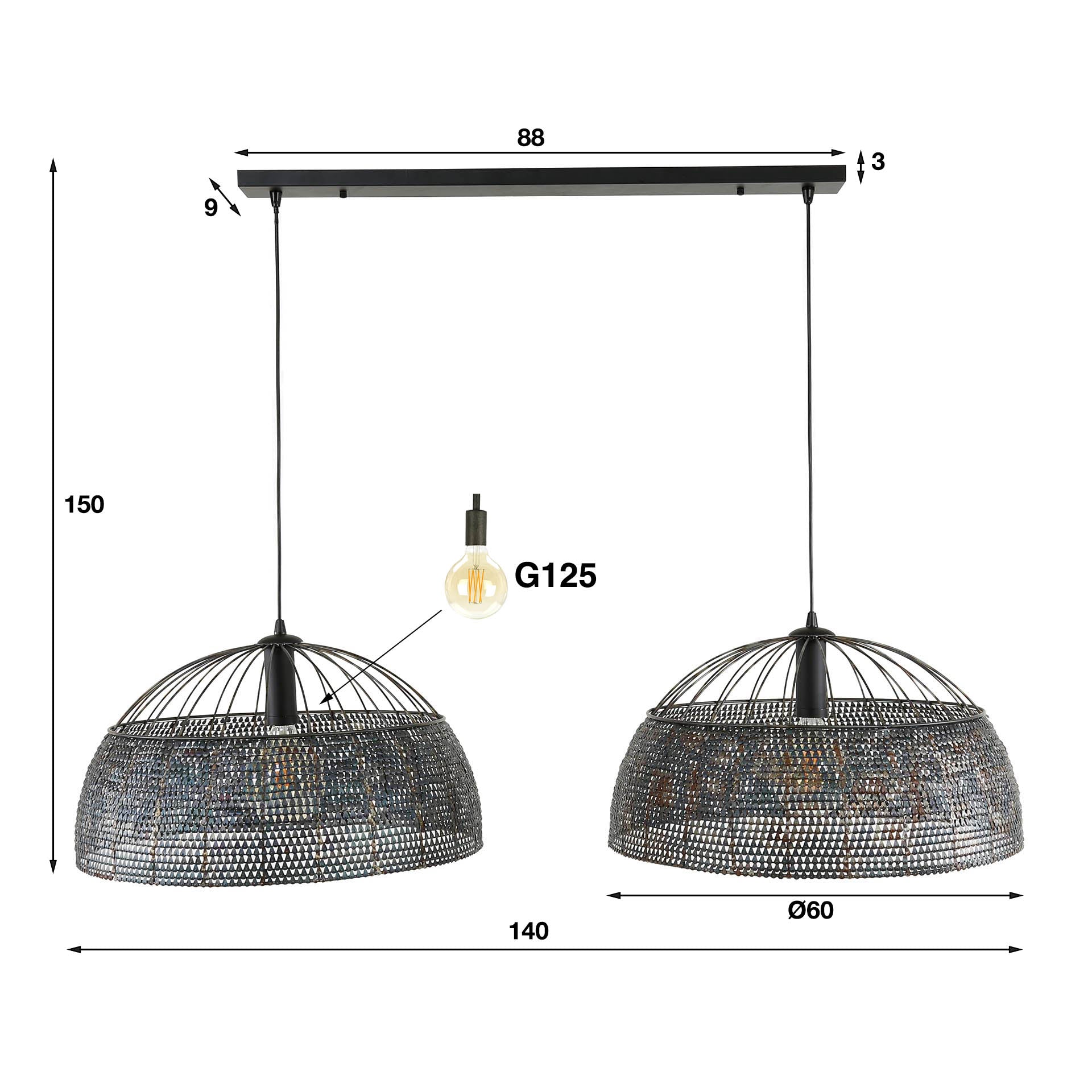 Hanglamp Armor Ø60 - 2 Lichts