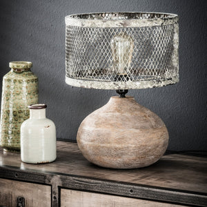 Tafellamp massief houten bolle voet (Magazijn sale)