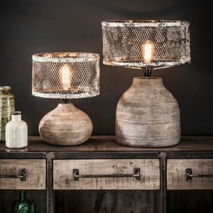 Tafellamp massief houten bolle voet (Magazijn sale)