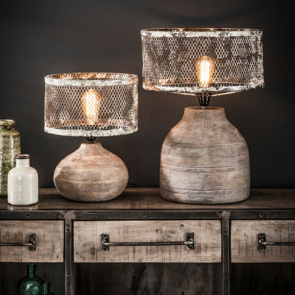 Tafellamp massief houten bolle voet (Magazijn sale)