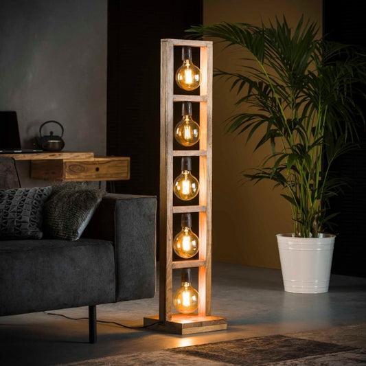 Vloerlamp 5L modulo houten frame