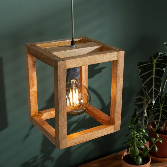 Hanglamp 1x houten frame