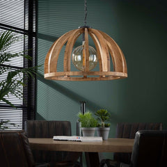 Hanglamp Ø60 gebogen houten spijlen