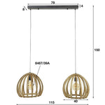 Hanglamp 2L gebogen houten spijlen