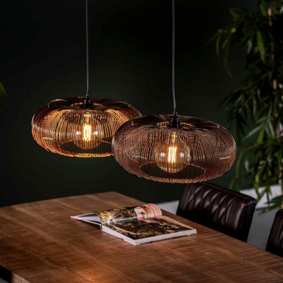 Hanglamp 2x Ø43 disk wire copper twist