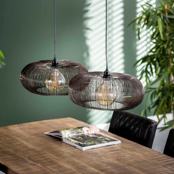 Hanglamp 2x Ø43 disk wire copper twist