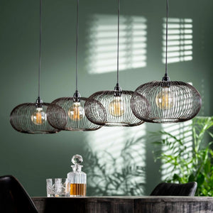 Hanglamp 4x Ø35 disk wire copper twist