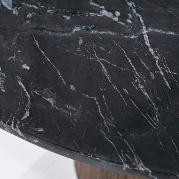 Eleonora Bijzettafel Maxim rond mango/marmer- 60x40 cm