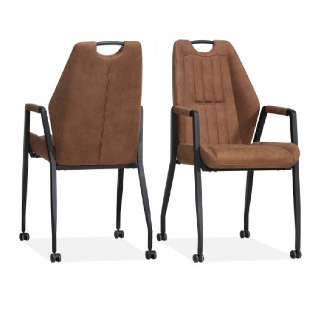 Eetkamerstoel Axa met armleuning op wielen - leverbaar in 4 kleuren