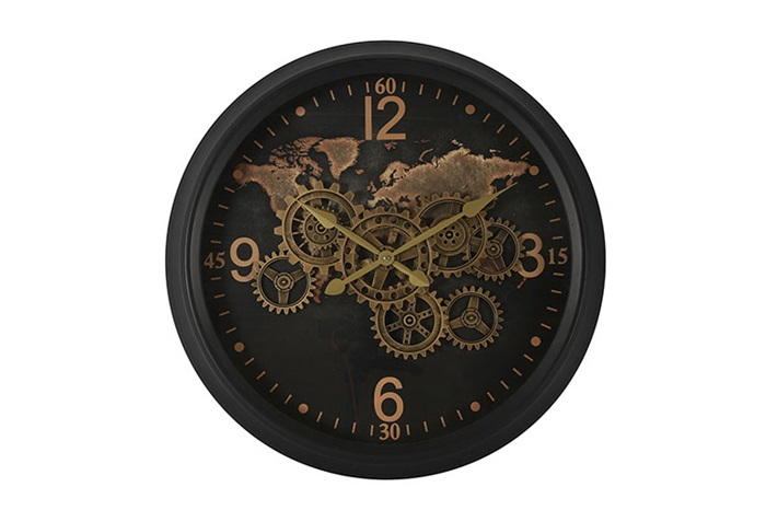 Countryfield radarklok wereld Carta zwart - Ø80CM