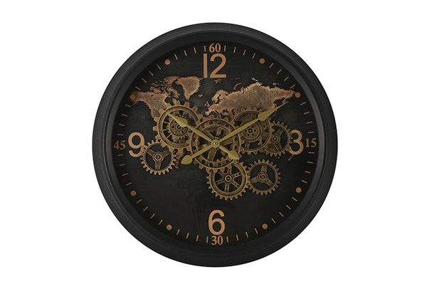 Countryfield radarklok wereld Carta zwart - Ø80CM