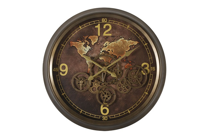 Countryfield radarklok wereld Carta bruin- Ø60CM