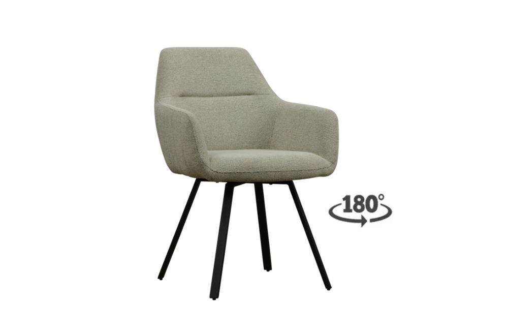 Eetkamerstoel Raaf met draaifunctie & arm sneak stof - leverbaar in 3 kleuren + Gratis impregneer spray