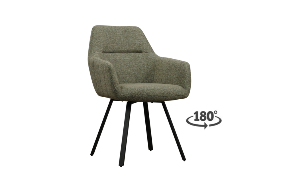 Eetkamerstoel Raaf met draaifunctie & arm sneak stof - leverbaar in 3 kleuren + Gratis impregneer spray