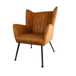 Fauteuil Foley met arm kunstleder - leverbaar in dark grey & cognac