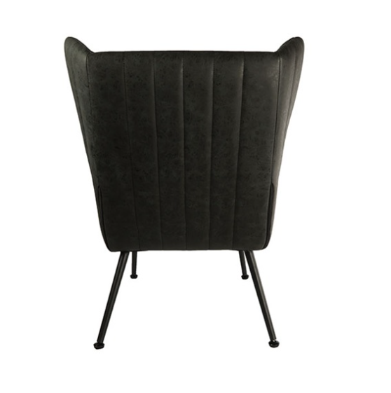 Fauteuil Foley met arm kunstleder - leverbaar in dark grey & cognac