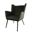 Fauteuil Foley met arm kunstleder - leverbaar in dark grey & cognac