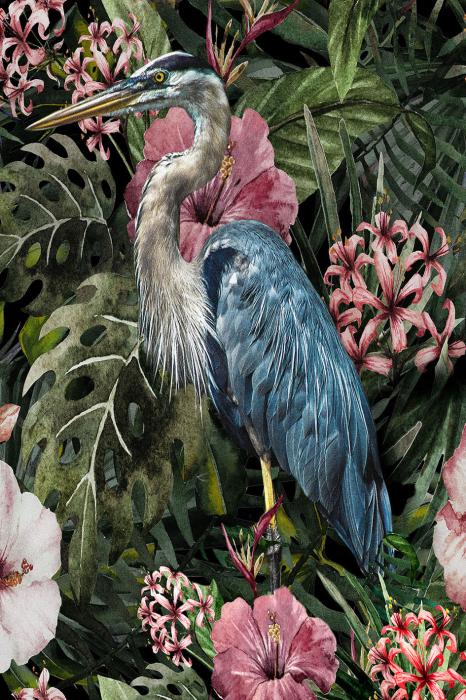 Glasschilderij Reiger 80x120 cm