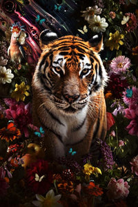 Glasschilderij Tijger in jungle 80x120 cm