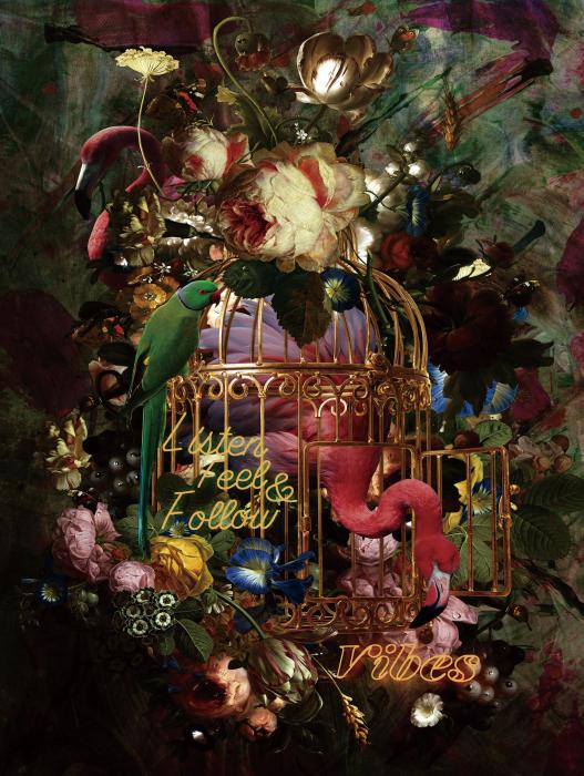 Glasschilderij Volière met dieren 80x120 cm