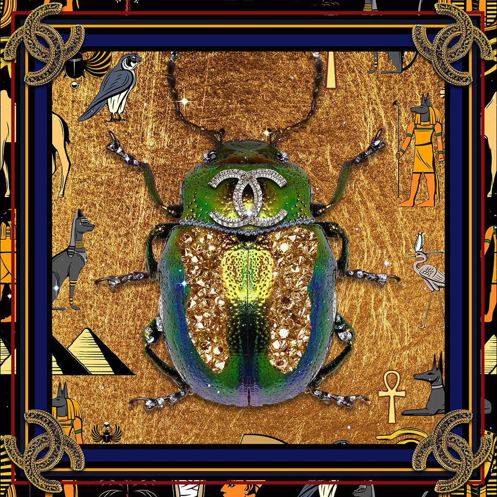 Glasschilderij Chanel scarabee 100x100 cm