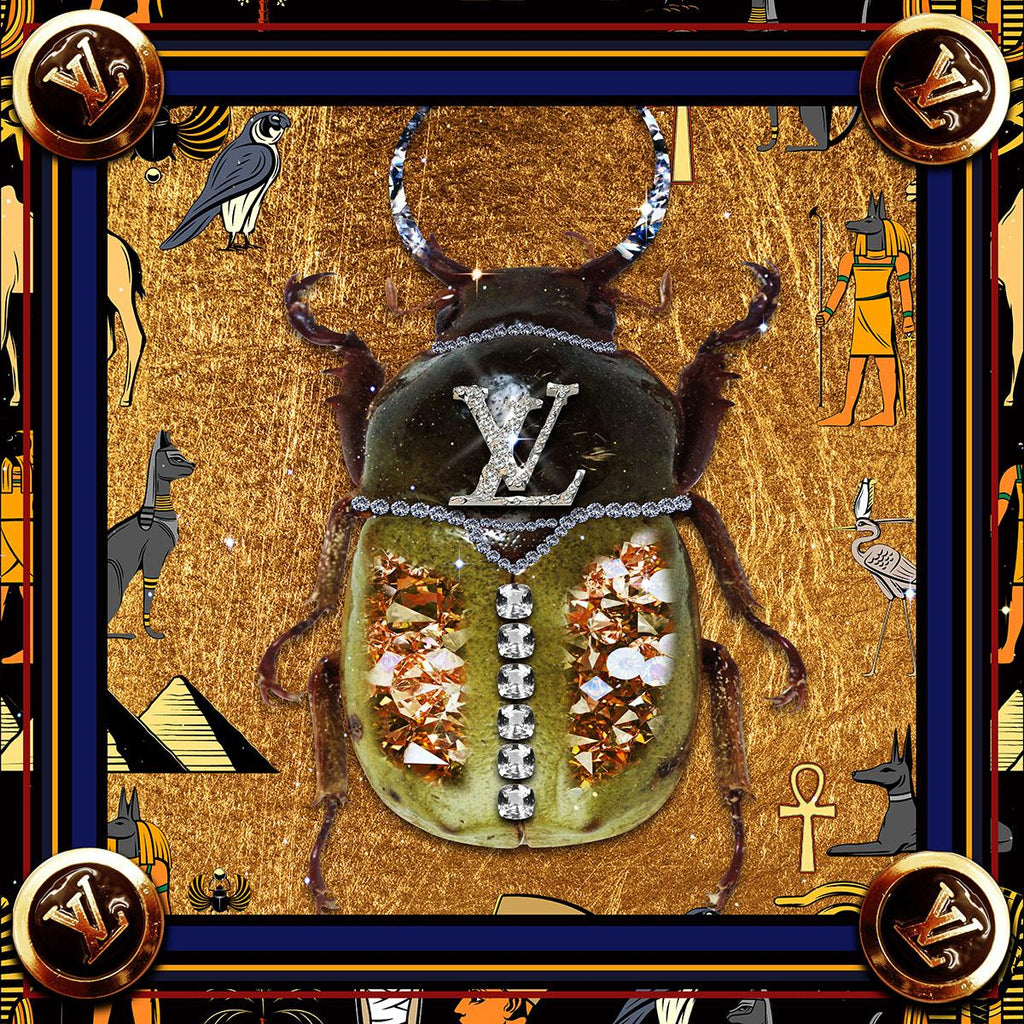 Glasschilderij Louis Vuitton scarabee 100x100 cm