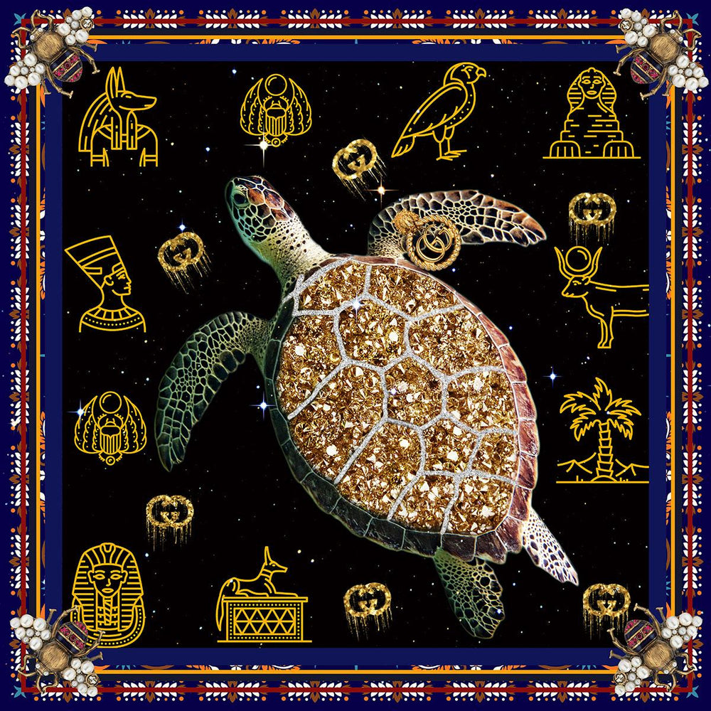 Glasschilderij Gucci schildpad 100x100 cm