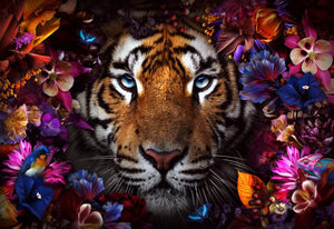 Glasschilderij tijger in jungle 160x110 cm