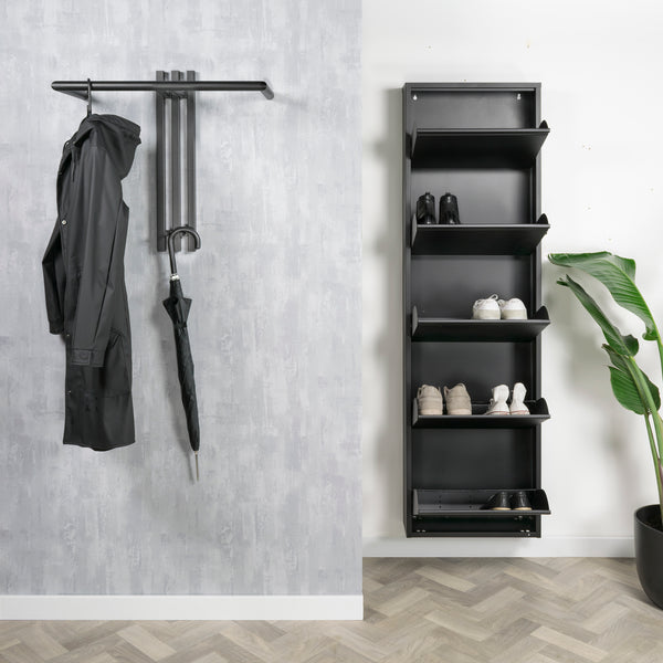 Spinder Billy schoenenkast 4 kleps - zwart