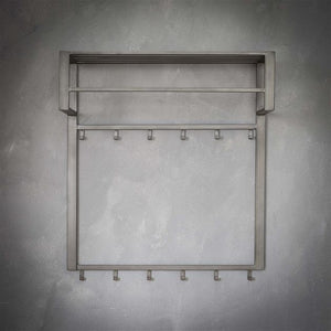 Kapstok industrial 2x6 haken roede+hoedenplank