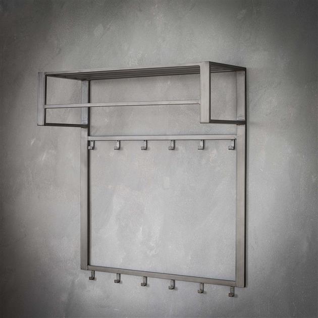 Kapstok industrial 2x6 haken roede+hoedenplank