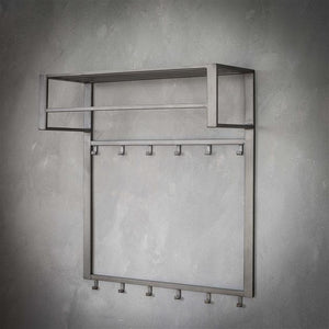 Kapstok industrial 2x6 haken roede+hoedenplank