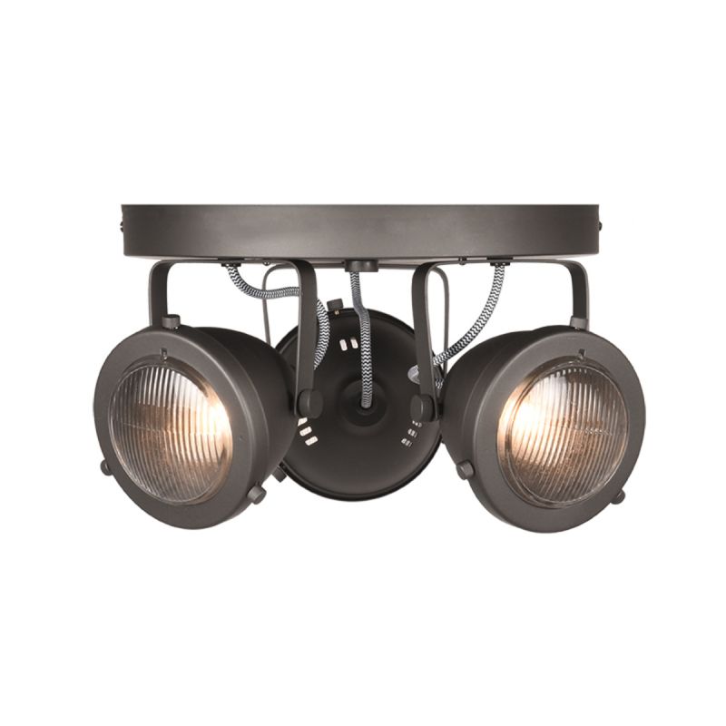 Led Spot industrieel Moto 3-Lichts burned steel