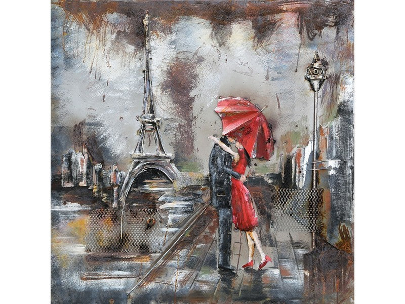3D schilderij kissing in Paris 60x60 cm