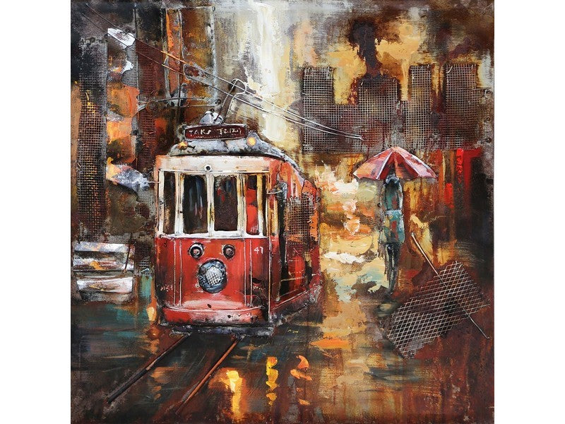 3D schilderij tram 60x60 cm