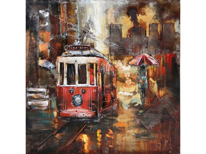 3D schilderij tram 60x60 cm
